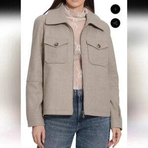 Avec Les Filles Women's zip front aviator jacket oatmeal size Medium New